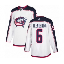 Youth Adidas Columbus Blue Jackets #6 Adam Clendening Authentic White Away NHL Jersey
