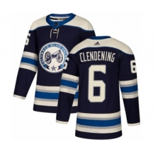 Youth Adidas Columbus Blue Jackets #6 Adam Clendening Premier Navy Blue Alternate NHL Jersey