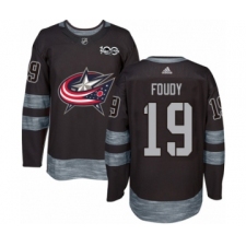 Men's Adidas Columbus Blue Jackets #19 Liam Foudy Authentic Black 1917-2017 100th Anniversary NHL Jersey