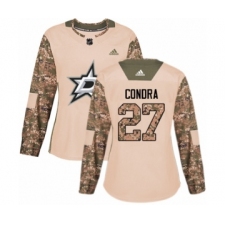 Women's Adidas Dallas Stars #27 Erik Condra Authentic Camo Veterans Day Practice NHL Jersey