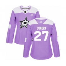 Women's Adidas Dallas Stars #27 Erik Condra Authentic Purple Fights Cancer Practice NHL Jersey