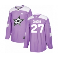 Youth Adidas Dallas Stars #27 Erik Condra Authentic Purple Fights Cancer Practice NHL Jersey