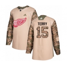 Men's Adidas Detroit Red Wings #15 Chris Terry Authentic Camo Veterans Day Practice NHL Jersey