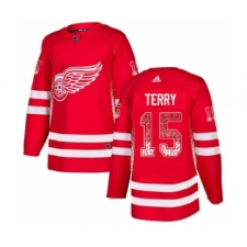 Men's Adidas Detroit Red Wings #15 Chris Terry Authentic Red Drift Fashion NHL Jersey