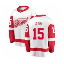 Men's Detroit Red Wings #15 Chris Terry Authentic White Away Fanatics Branded Breakaway NHL Jersey