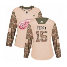 Women's Adidas Detroit Red Wings #15 Chris Terry Authentic Camo Veterans Day Practice NHL Jersey