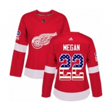Women's Adidas Detroit Red Wings #22 Wade Megan Authentic Red USA Flag Fashion NHL Jersey