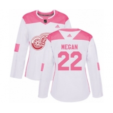 Women's Adidas Detroit Red Wings #22 Wade Megan Authentic White Pink Fashion NHL Jersey