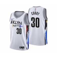 Men's Brooklyn Nets #30 Seth Curry 2022-23 White City Edition Stitched Basketball Jersey