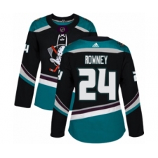 Women's Adidas Anaheim Ducks #24 Carter Rowney Premier Black Teal Alternate NHL Jersey
