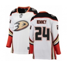 Women's Anaheim Ducks #24 Carter Rowney Authentic White Away Fanatics Branded Breakaway NHL Jersey