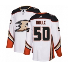 Men's Adidas Anaheim Ducks #50 Benoit-Olivier Groulx Authentic White Away NHL Jersey