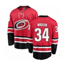Youth Carolina Hurricanes #34 Petr Mrazek Authentic Red Home Fanatics Branded Breakaway NHL Jersey