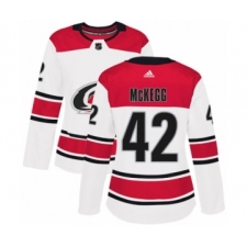 Women's Adidas Carolina Hurricanes #42 Greg McKegg Authentic White Away NHL Jersey