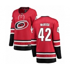 Women's Carolina Hurricanes #42 Greg McKegg Authentic Red Home Fanatics Branded Breakaway NHL Jersey