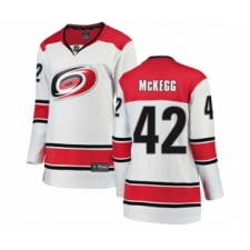 Women's Carolina Hurricanes #42 Greg McKegg Authentic White Away Fanatics Branded Breakaway NHL Jersey