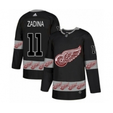 Men's Adidas Detroit Red Wings #11 Filip Zadina Authentic Black Team Logo Fashion NHL Jersey