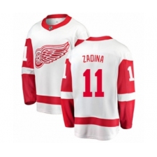 Men's Detroit Red Wings #11 Filip Zadina Authentic White Away Fanatics Branded Breakaway NHL Jersey