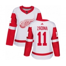 Women's Adidas Detroit Red Wings #11 Filip Zadina Authentic White Away NHL Jersey