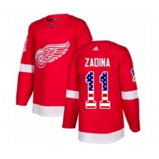 Youth Adidas Detroit Red Wings #11 Filip Zadina Authentic Red USA Flag Fashion NHL Jersey
