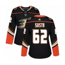 Women's Adidas Anaheim Ducks #62 Andrej Sustr Premier Black Home NHL Jersey