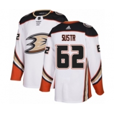 Youth Adidas Anaheim Ducks #62 Andrej Sustr Authentic White Away NHL Jersey