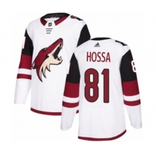 Men's Adidas Arizona Coyotes #81 Marian Hossa Authentic White Away NHL Jersey