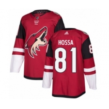 Men's Adidas Arizona Coyotes #81 Marian Hossa Premier Burgundy Red Home NHL Jersey