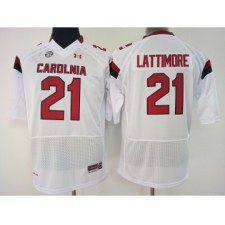South Carolina Gamecocks 21 Marcus Lattimore White College Football Jersey