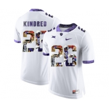 TCU Horned Frogs 26 Derrick Kindred White With Portrait Print College Football Limited Jersey