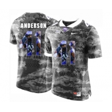 TCU Horned Frogs 41 Jonathan Anderson Gray With Portrait Print College Football Limited Jersey