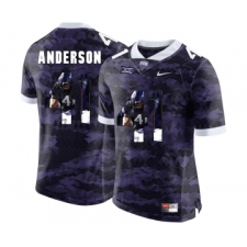 TCU Horned Frogs 41 Jonathan Anderson Purple With Portrait Print College Football Limited Jersey