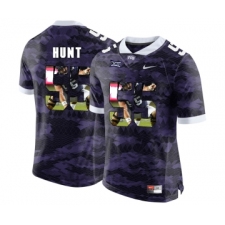 TCU Horned Frogs 55 Joey Hunt Purple With Portrait Print College Football Limited Jersey