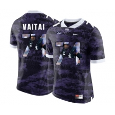TCU Horned Frogs 74 Halapoulivaati Vaitai Purple With Portrait Print College Football Limited Jersey