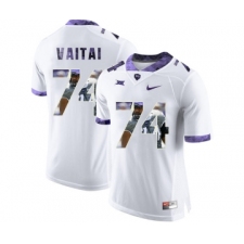TCU Horned Frogs 74 Halapoulivaati Vaitai White With Portrait Print College Football Limited Jersey