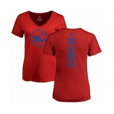 NBA Women's Nike Philadelphia 76ers #22 Wilson Chandler Red One Color Backer Slim-Fit V-Neck T-Shirt