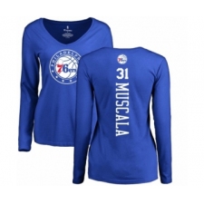 NBA Women's Nike Philadelphia 76ers #31 Mike Muscala Royal Blue Backer Long Sleeve T-Shirt