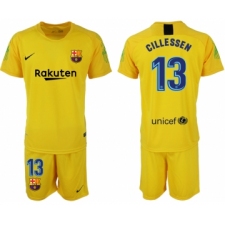 2018-19 Barcelona 13 CILLESSEN Yellow Goalkeeper Soccer Jersey