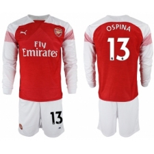 2018-19 Arsenal 13 OSPINA Home Long Sleeve Soccer Jersey
