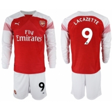 2018-19 Arsenal 9 LACAZETTE Home Long Sleeve Soccer Jersey