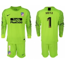 2018-19 Atletico Madrid 1 MOYA Fluorescent Green Goalkeeper Long Sleeve Soccer Jersey