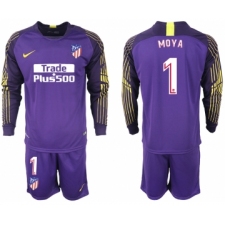 2018-19 Atletico Madrid 1 MOYA Purple Goalkeeper Long Sleeve Soccer Jersey