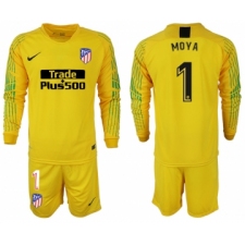 2018-19 Atletico Madrid 1 MOYA Yellow Goalkeeper Long Sleeve Soccer Jersey