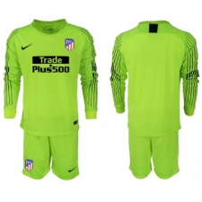 2018-19 Atletico Madrid Fluorescent Green Goalkeeper Long Sleeve Soccer Jersey
