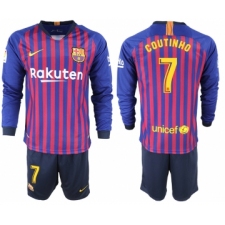 2018-19 Barcelona 7 COUTINHO Home Long Sleeve Soccer Jersey