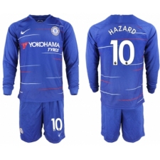 2018-19 Chelsea 10 HAZARD Home Long Sleeve Soccer Jersey