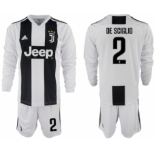 2018-19 Juventus 2 DE SCIGLIO Home Long Sleeve Soccer Jersey