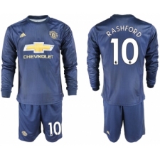 2018-19 Manchester United 10 RASHFORD Away Long Sleeve Soccer Jersey