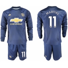 2018-19 Manchester United 11 MARTIAL Away Long Sleeve Soccer Jersey