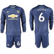 2018-19 Manchester United 6 POGBA Away Long Sleeve Soccer Jersey